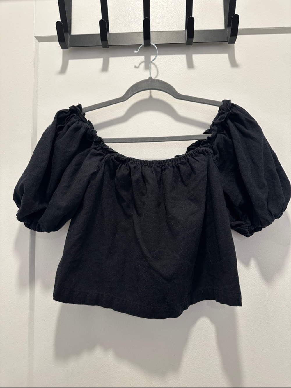 NWOT Abercrombie Linen Puff Sleeve Crop Size XS - Picture 2 of 4